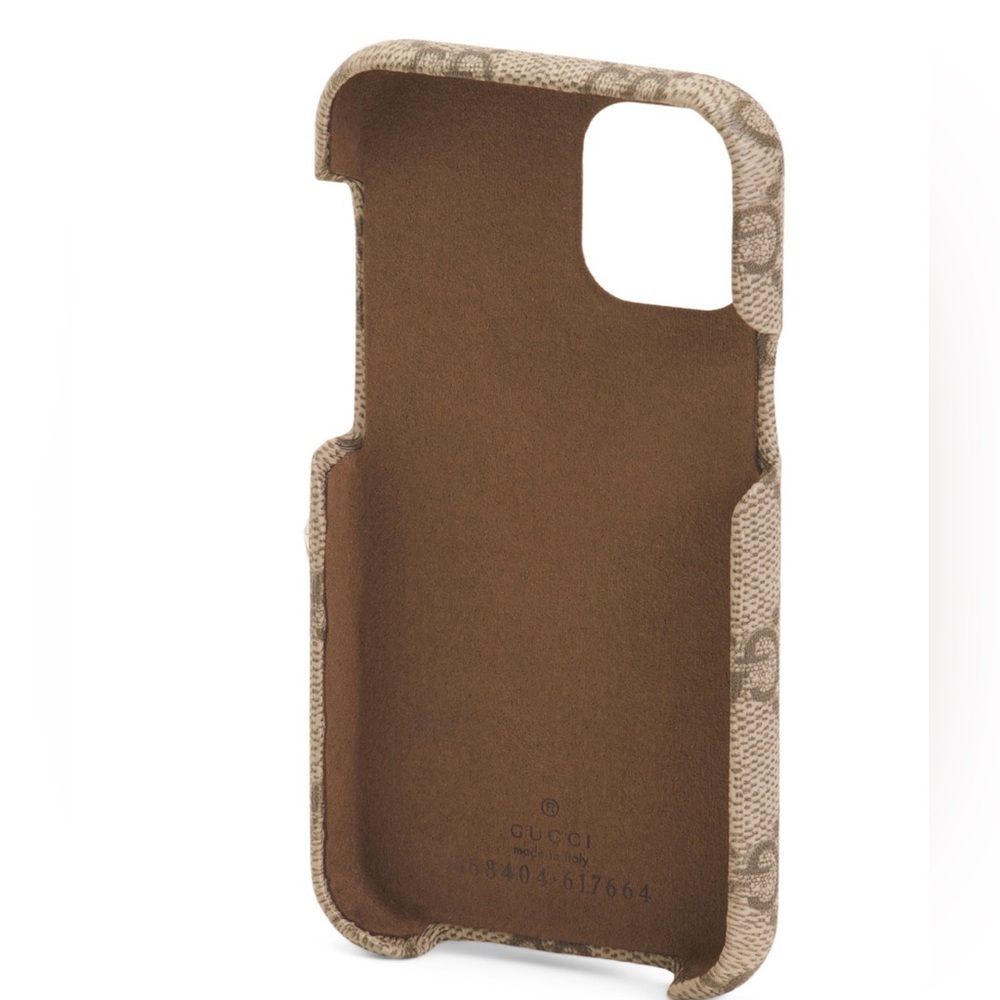 Gucci Beige GG Supreme Canvas iPhone 12 mini  Case with Brown Double G Logo - Picture 3 of 3